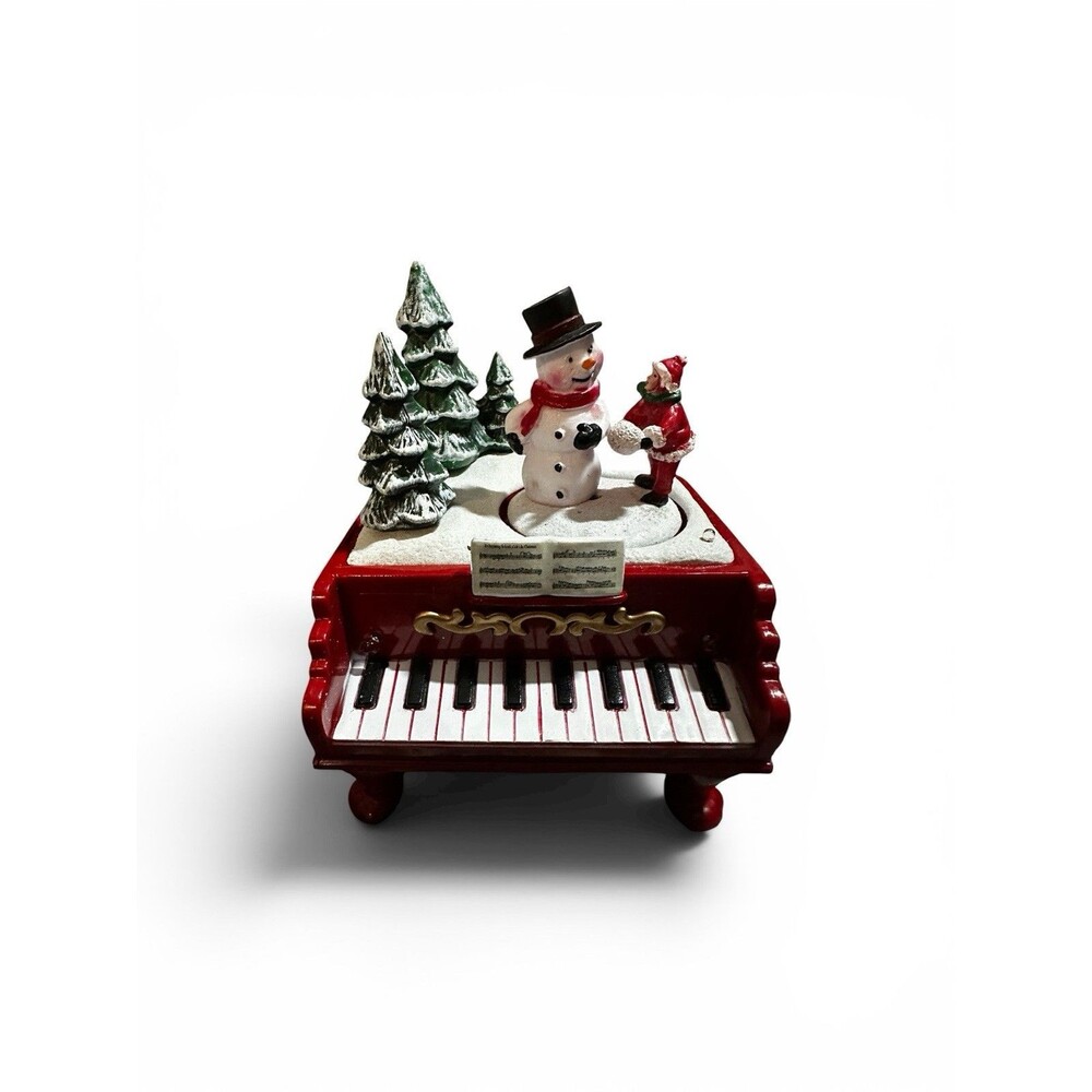 Pan asian Vintage Christmas Musical Red Piano w/ Snowman Lighted Animated